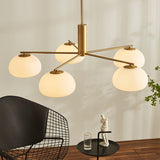 Briette Mid Century Geometric Cross Frame Chandelier with Spherical Glass Globes