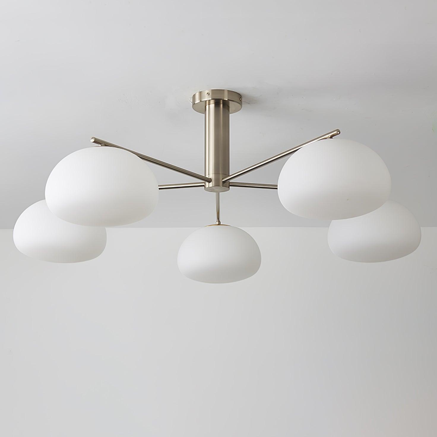 Briette Mid Century Geometric Cross Frame Chandelier with Spherical Glass Globes