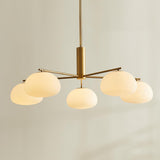 Briette Mid Century Geometric Cross Frame Chandelier with Spherical Glass Globes