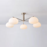 Briette Mid Century Geometric Cross Frame Chandelier with Spherical Glass Globes