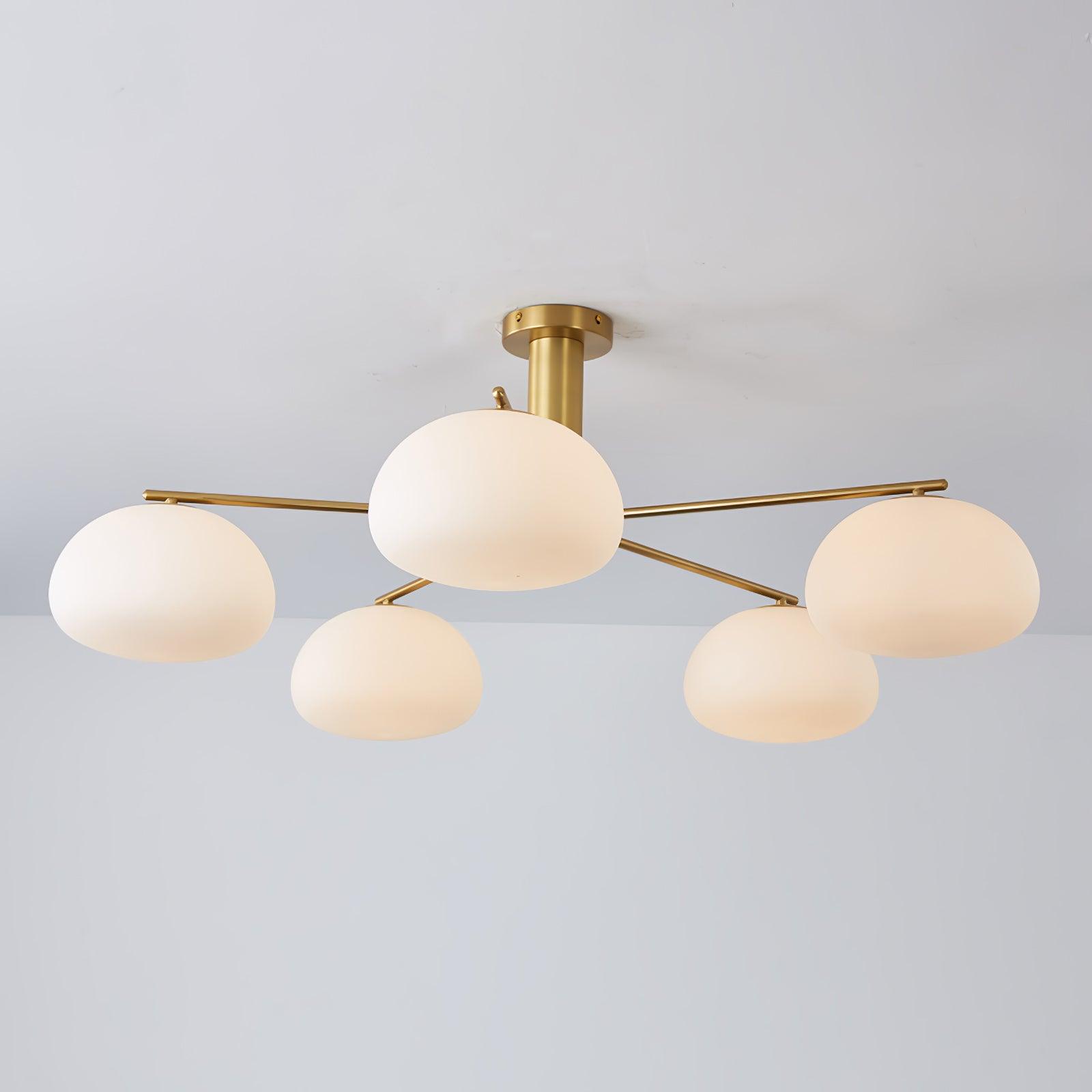 Briette Mid Century Geometric Cross Frame Chandelier with Spherical Glass Globes