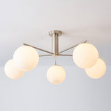 Briette Mid Century Geometric Cross Frame Chandelier with Spherical Glass Globes