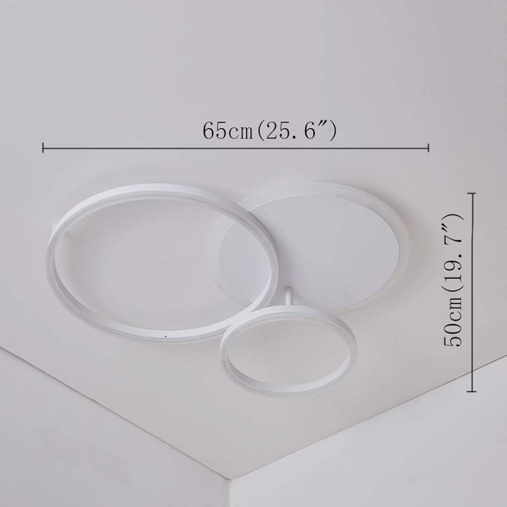 Modern 26 Inch 3 Ring LED Ceiling Light Artistic Aluminum Flush Mount Fixture for Bedroom