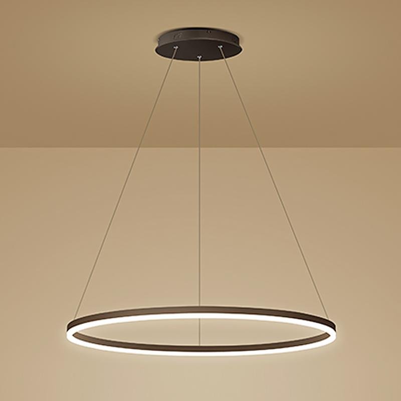 Brown Circular 16 Inch LED Pendant Light Acrylic Shade Modern Hanging Ceiling Fixture