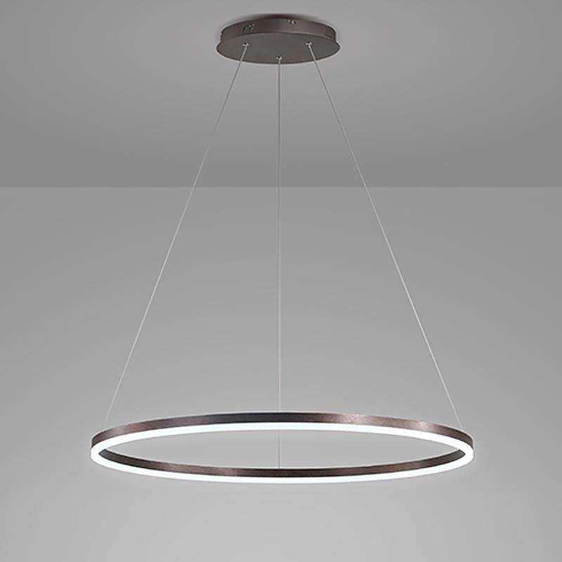 Brown Circular 16 Inch LED Pendant Light Acrylic Shade Modern Hanging Ceiling Fixture