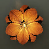 Brown Folded Paper Lotus Leaf Pendant Lamp Multi Layered Floral Sculptural Hanging Light
