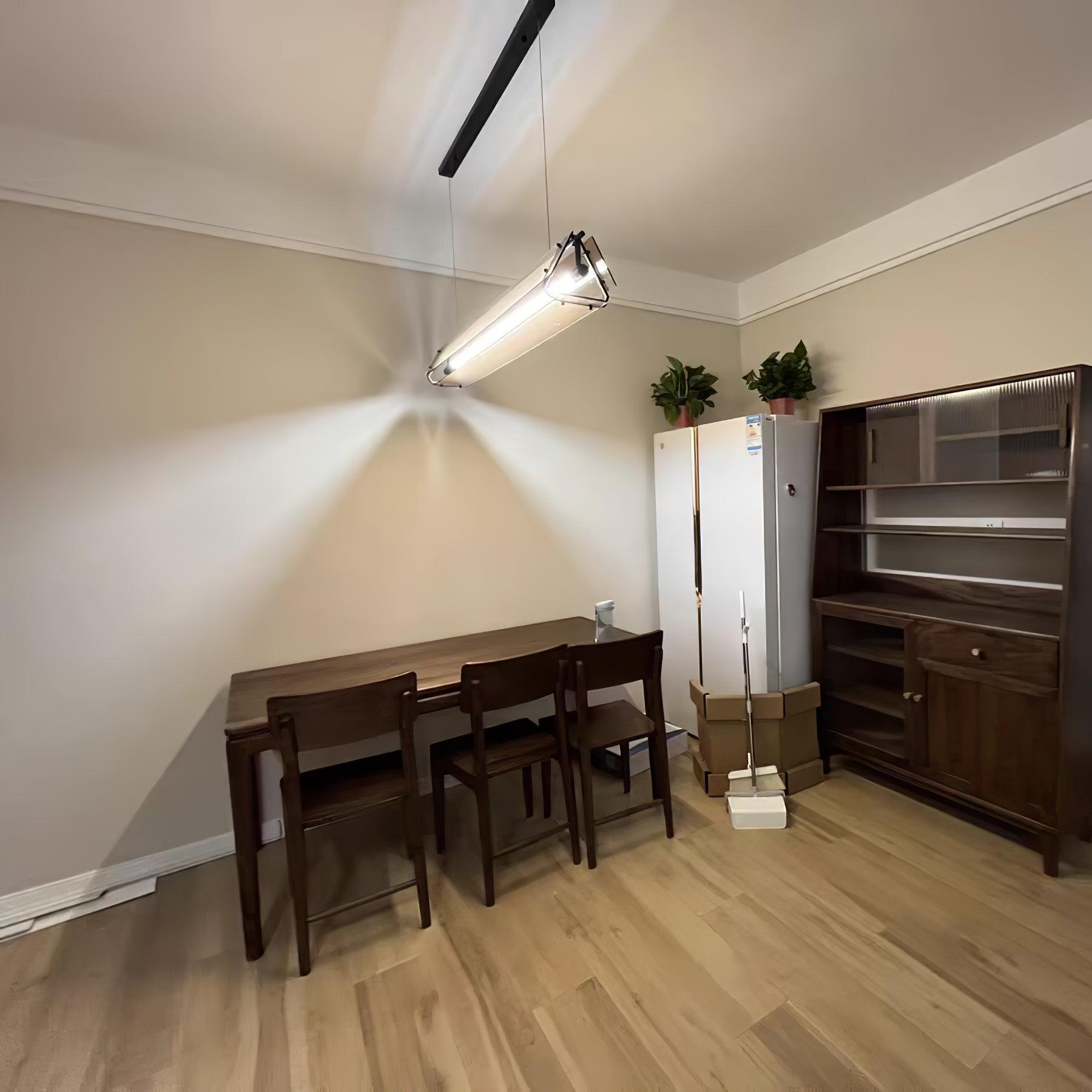 Brown Glass LED Linear Pendant Light Vintage Luggage Style Luxury Hanging Lamp