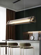 Brown Glass LED Linear Pendant Light Vintage Luggage Style Luxury Hanging Lamp