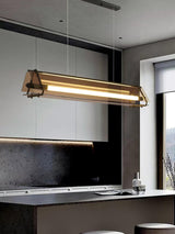 Brown Glass LED Linear Pendant Light Vintage Luggage Style Luxury Hanging Lamp