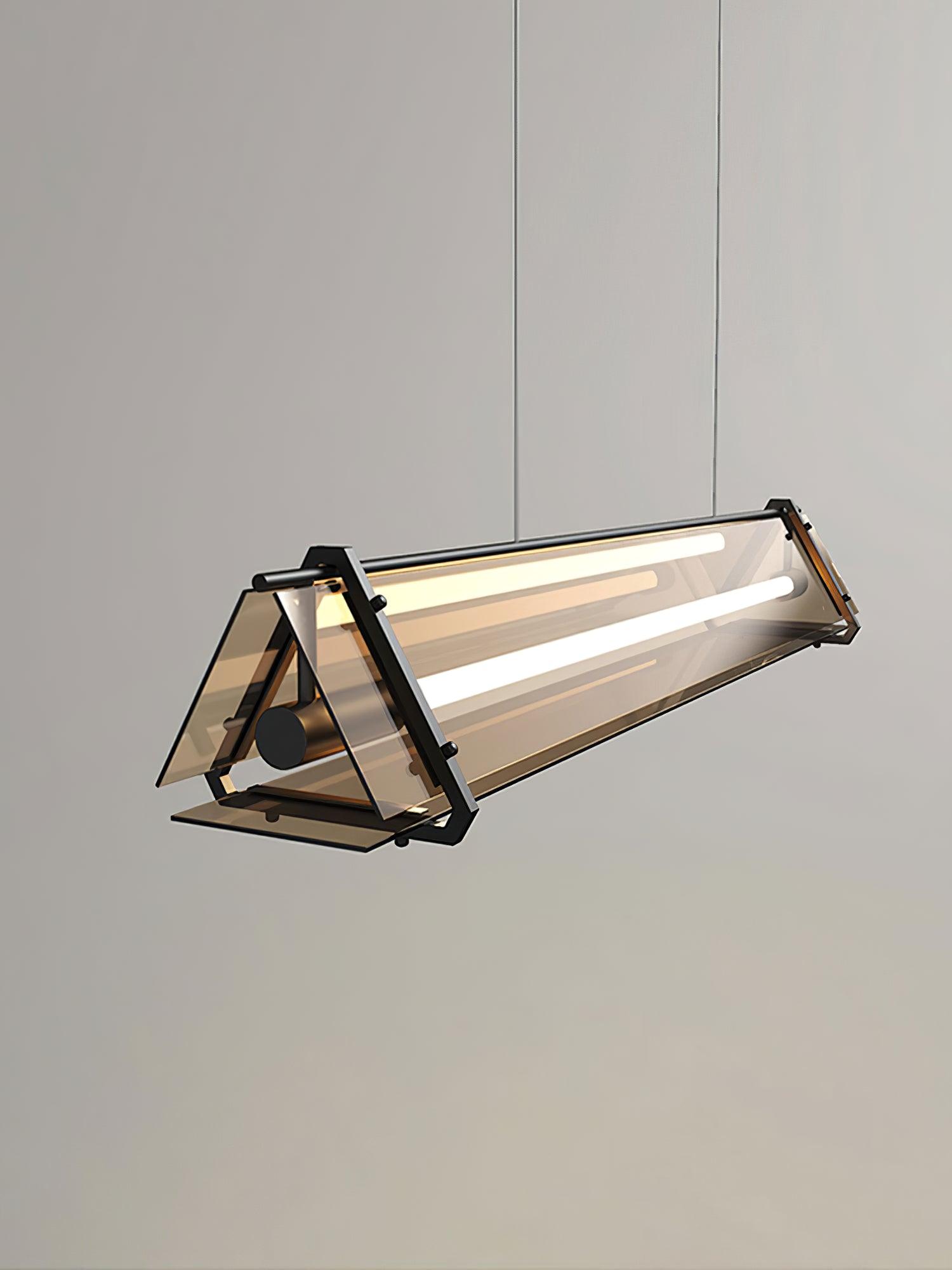 Brown Glass LED Linear Pendant Light Vintage Luggage Style Luxury Hanging Lamp