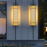 Brown Industrial Waterproof LED Outdoor Wall Lamp with Vertical Stripe Grid and Stainless Steel Frame