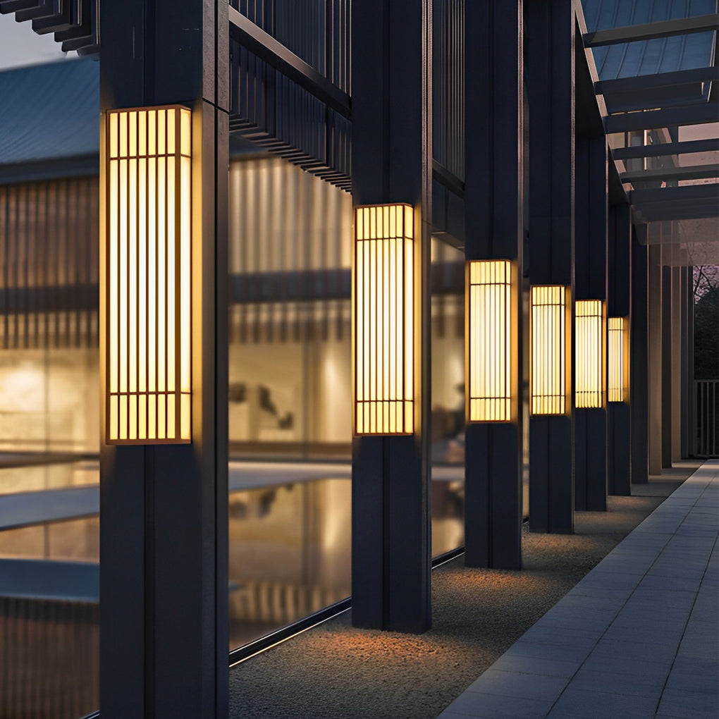 Brown Industrial Waterproof LED Outdoor Wall Lamp with Vertical Stripe Grid and Stainless Steel Frame
