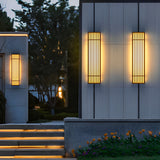 Brown Industrial Waterproof LED Outdoor Wall Lamp with Vertical Stripe Grid and Stainless Steel Frame