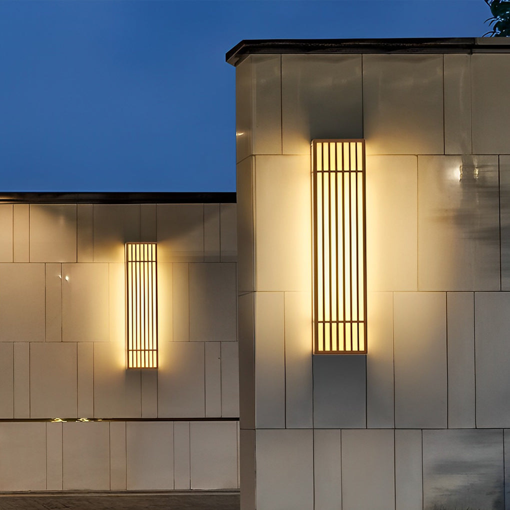 Brown Industrial Waterproof LED Outdoor Wall Lamp with Vertical Stripe Grid and Stainless Steel Frame