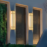 Brown Industrial Waterproof LED Outdoor Wall Lamp with Vertical Stripe Grid and Stainless Steel Frame