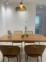 Brown Leaf Shaped Handmade Glass Pendant Light with Brass Finish Art Nouveau Style