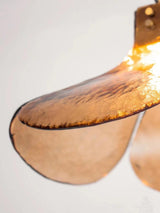 Brown Leaf Shaped Handmade Glass Pendant Light with Brass Finish Art Nouveau Style