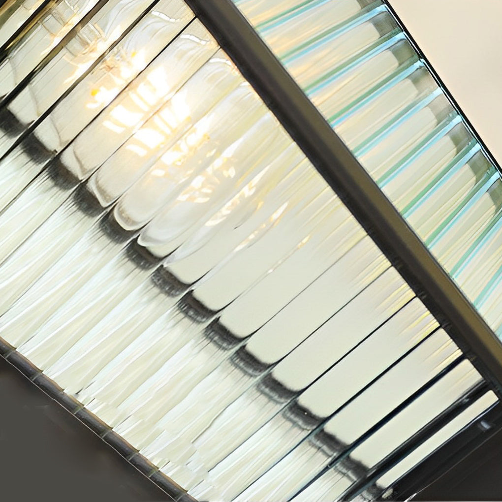 Brown Modern Retro Waterproof Outdoor Wall Sconce with Striped Glass Shade for Garden Porch