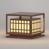 Brown Modern Square LED Outdoor Deck Post Light Waterproof Stainless Steel Pillar Lamp