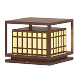 Brown Modern Square LED Outdoor Deck Post Light Waterproof Stainless Steel Pillar Lamp