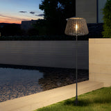 Brown Rattan LED Outdoor Floor Lamp with Ground Stake for Garden Pathway Landscape Lighting
