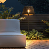 Brown Rattan LED Outdoor Floor Lamp with Ground Stake for Garden Pathway Landscape Lighting