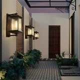 Brown Retro Outdoor Wall Sconce Waterproof Glass Shade Exterior Light for Garden Villa Balcony