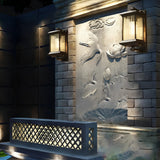 Brown Retro Outdoor Wall Sconce Waterproof Glass Shade Exterior Light for Garden Villa Balcony