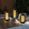 Brown Stainless Steel Caged Outdoor Floor Lantern Modern Exterior Garden Lamp for Patio and Yard