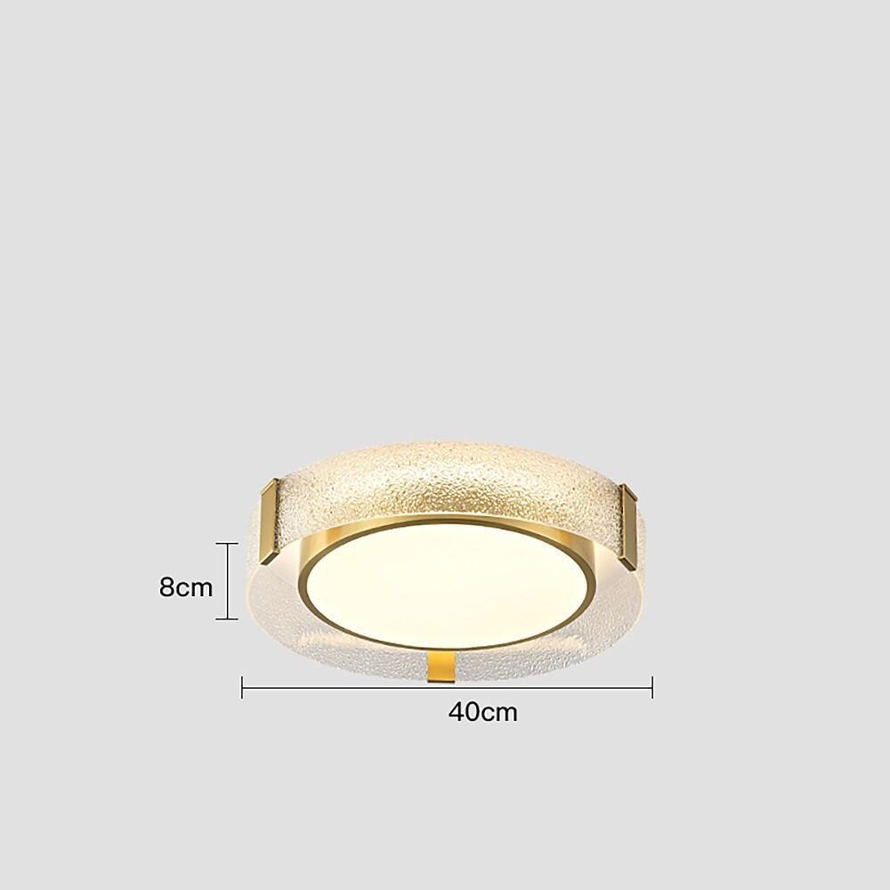 Modern Copper LED Flush Mount Ceiling Light Nordic Brass Circular Glass Fixture