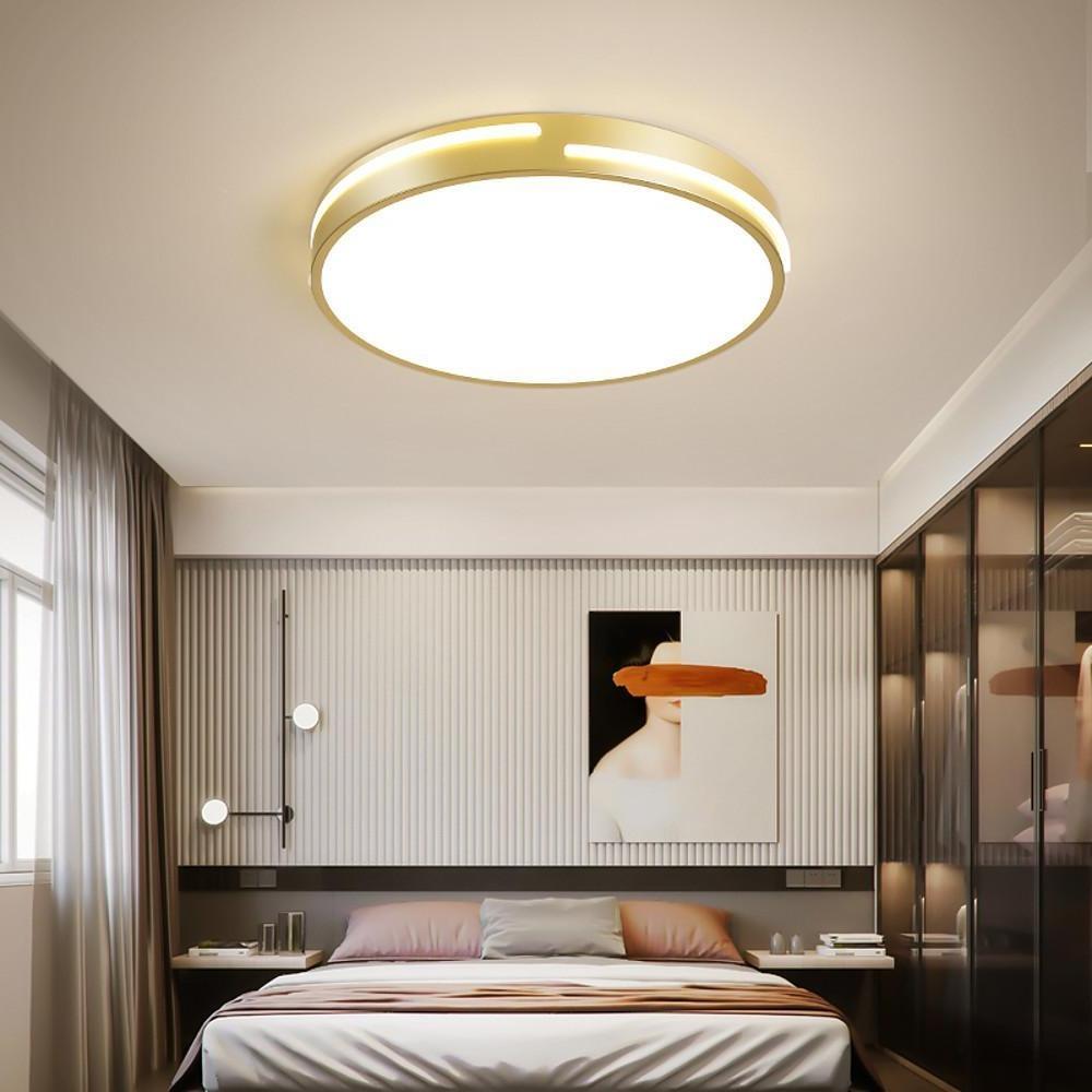 Modern Gold Dimmable LED Round Flush Mount Ceiling Light for Bedroom and Hallway