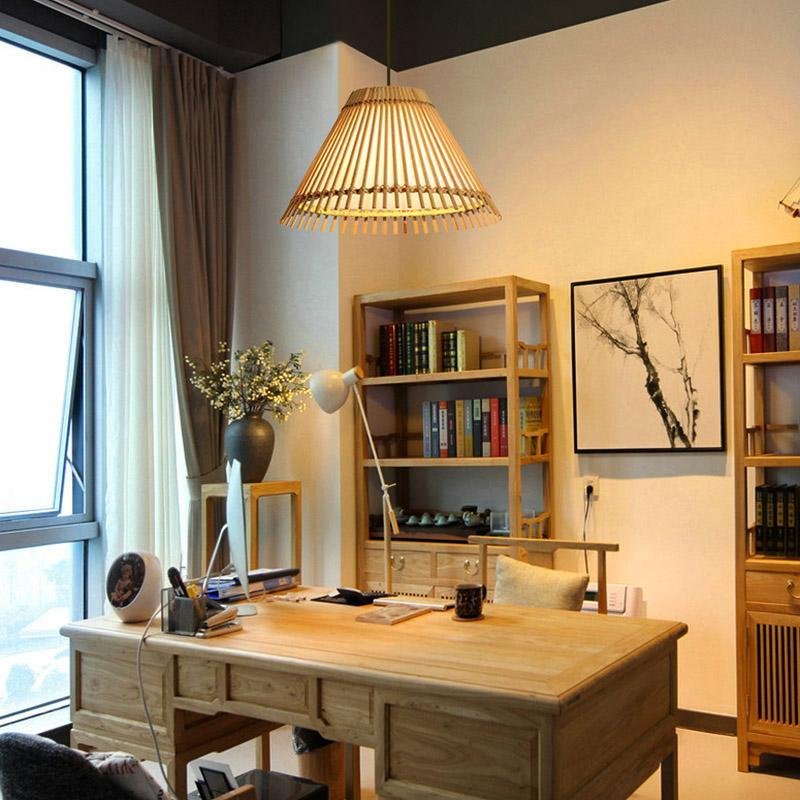 Burlywood Bamboo Pendant Light Decorative Hanging Ceiling Lamp for Modern Kitchen Island and Dining Table