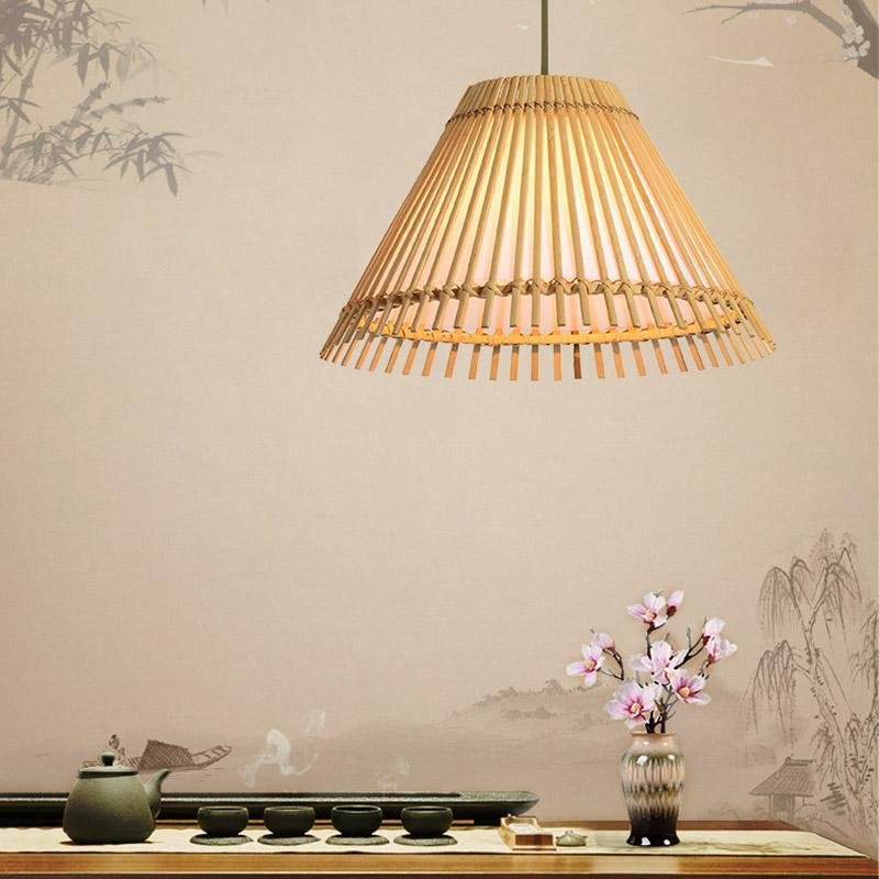 Burlywood Bamboo Pendant Light Decorative Hanging Ceiling Lamp for Modern Kitchen Island and Dining Table