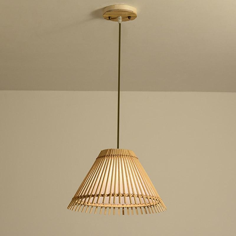 Burlywood Bamboo Pendant Light Decorative Hanging Ceiling Lamp for Modern Kitchen Island and Dining Table
