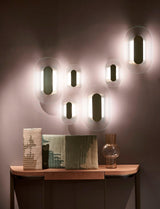 Button Modern Striped Glass Wall Sconce Satin Brass LED Indoor Lighting Fixture