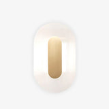 Button Modern Striped Glass Wall Sconce Satin Brass LED Indoor Lighting Fixture