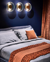 Button Modern Striped Glass Wall Sconce Satin Brass LED Indoor Lighting Fixture
