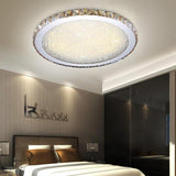 16 Inch Round Crystal LED Flush Mount Ceiling Light Modern Antique Painted Metal Fixture