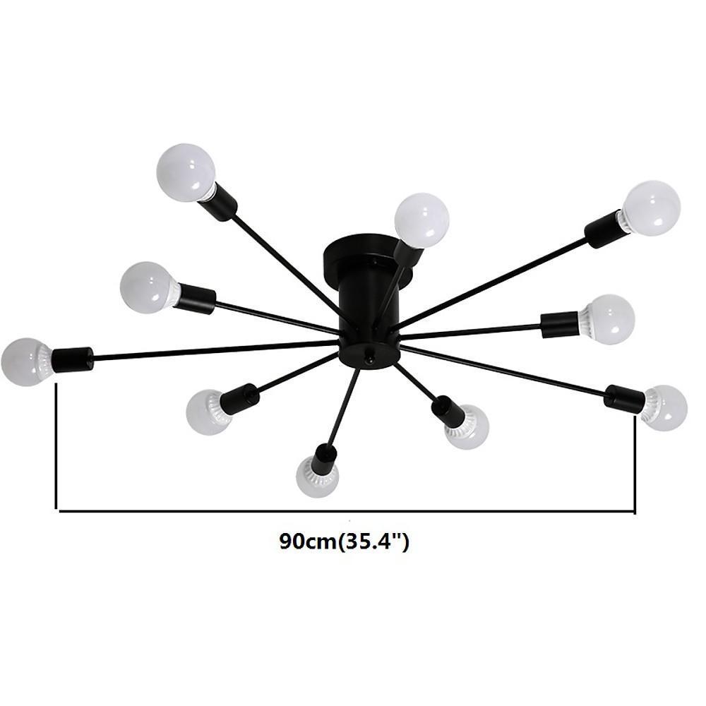 Modern 10 Light Metal Flush Mount Ceiling Fixture for Industrial Kitchen and Large Living Spaces
