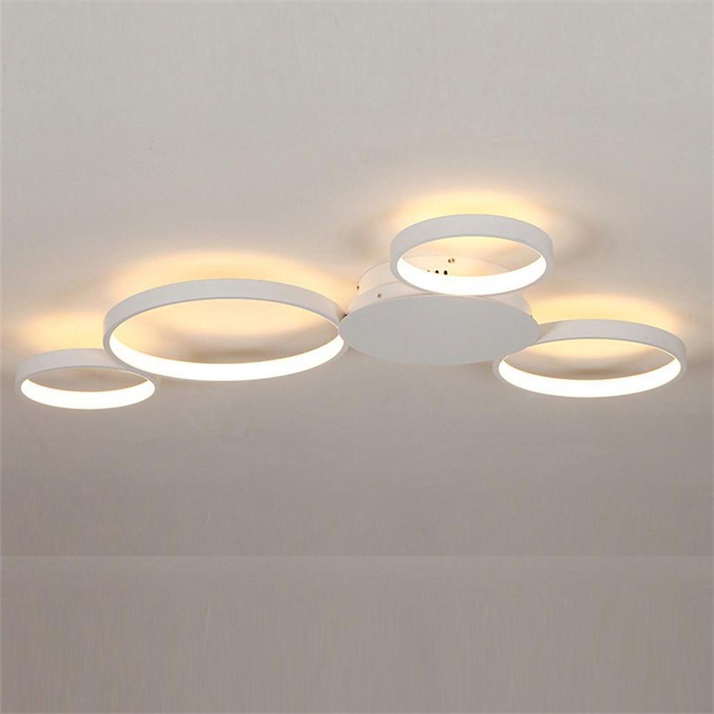 Modern 4 Ring LED Flush Mount Ceiling Light Silica Gel Cluster Fixture for Living Room