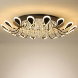 Modern Flower Crystal LED Flush Mount Ceiling Light Dimmable Chandelier for Living Room