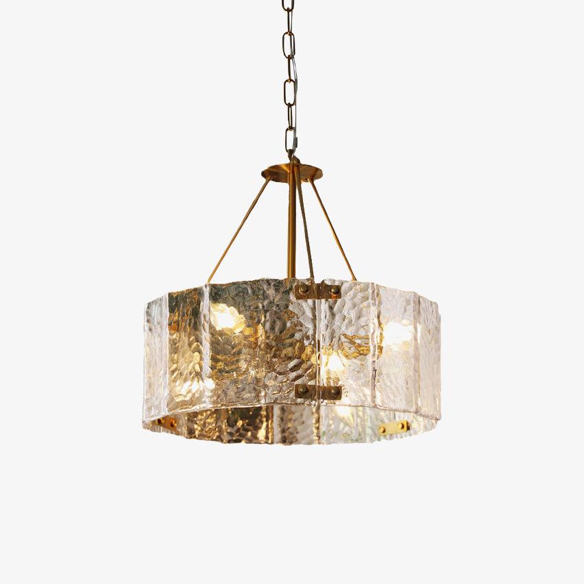 Calvert Gold Modern Ceiling Chandelier with Clear Textured Glass Shades