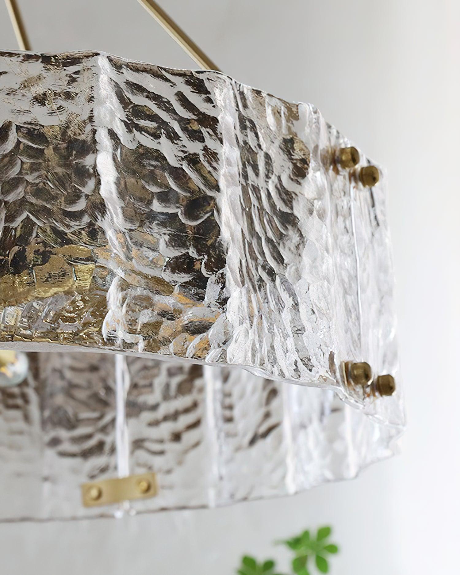 Calvert Gold Modern Ceiling Chandelier with Clear Textured Glass Shades