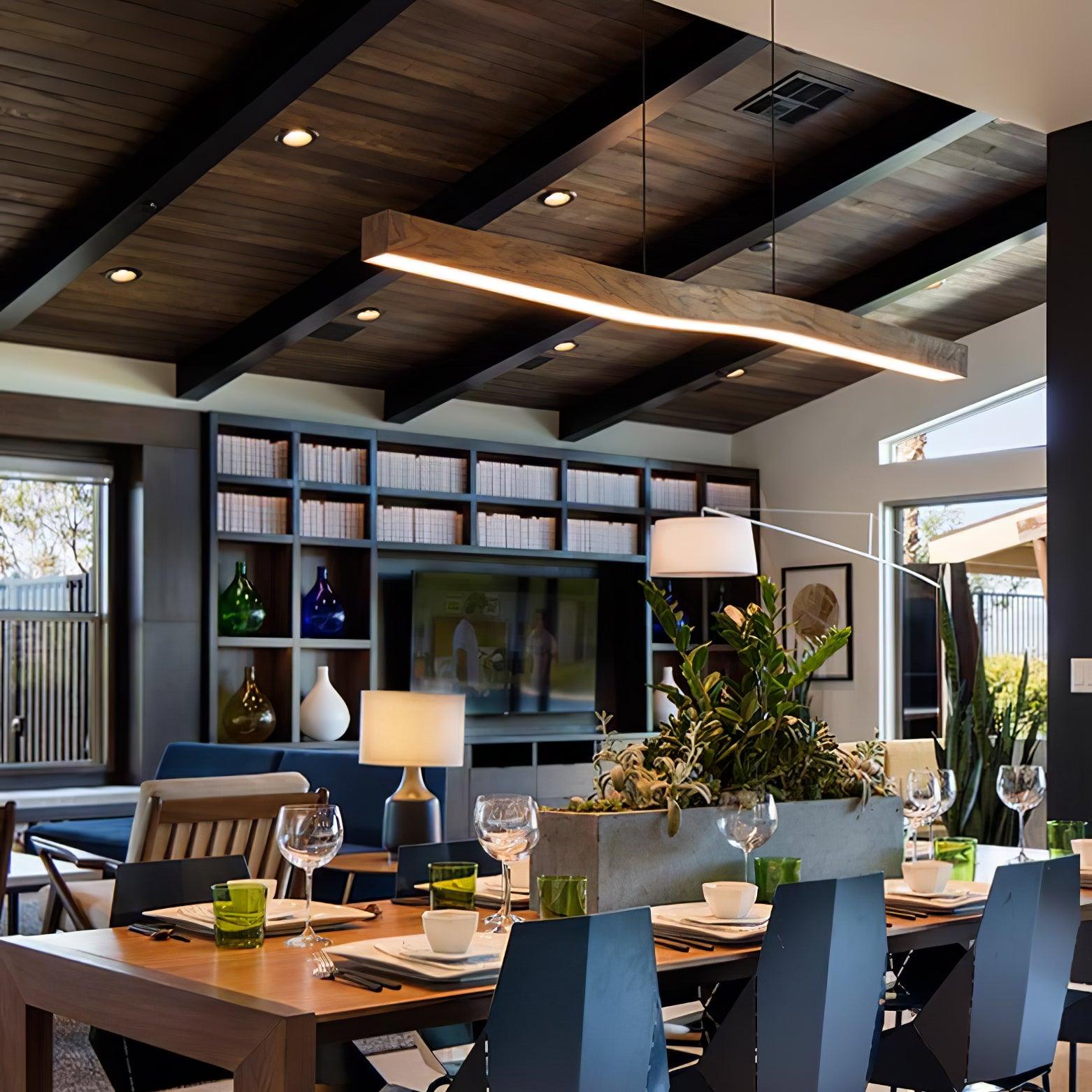 Camur Linear Ceiling Pendant Light Modern Minimalist LED Hanging Lamp for Office and Dining