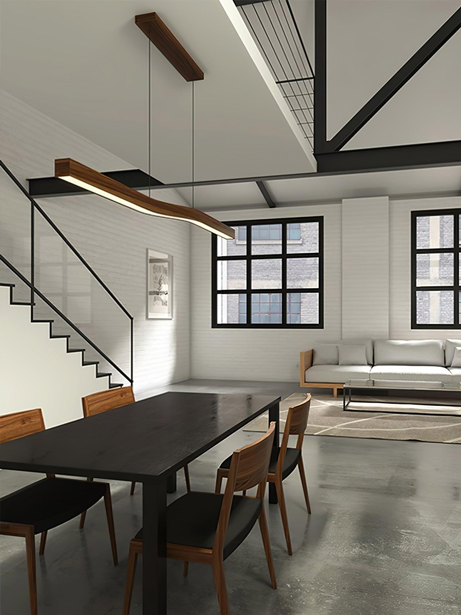 Camur Linear Ceiling Pendant Light Modern Minimalist LED Hanging Lamp for Office and Dining