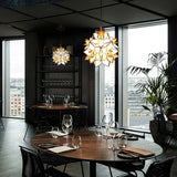 Capiz Shell Flower Sphere Pendant Light Brass Hanging Lamp for Dining Room