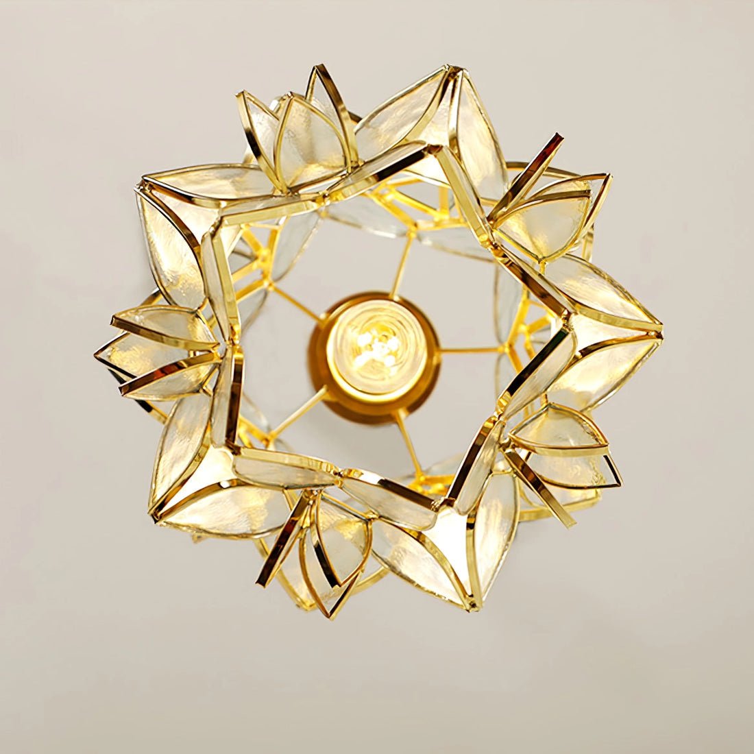 Capiz Shell Flower Sphere Pendant Light Brass Hanging Lamp for Dining Room