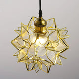 Capiz Shell Flower Sphere Pendant Light Brass Hanging Lamp for Dining Room