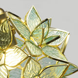 Capiz Shell Flower Sphere Pendant Light Brass Hanging Lamp for Dining Room