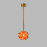 Capiz Shell Flower Sphere Pendant Light Brass Hanging Lamp for Dining Room